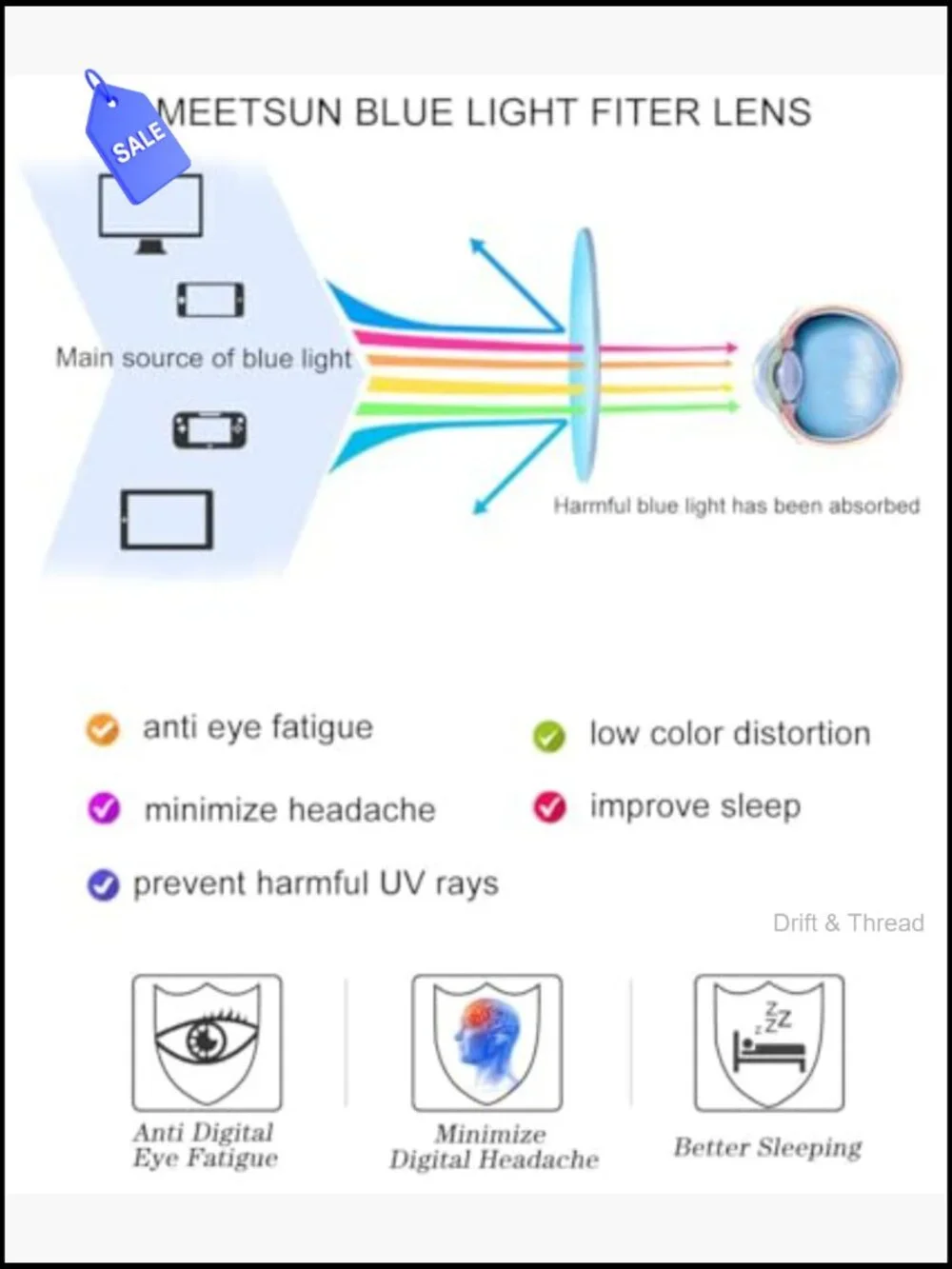 Blue Light Blocking Glasses Anti Eye Strain UV400 for Men Women